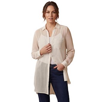 Jessica London Women's Plus Size Sheer Georgette Mega Tunic