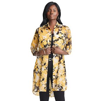 Jessica London Women's Plus Size Sheer Georgette Mega Tunic