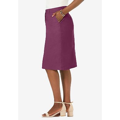 Jessica London Women's Plus Size Stretch Cotton Chino Skirt