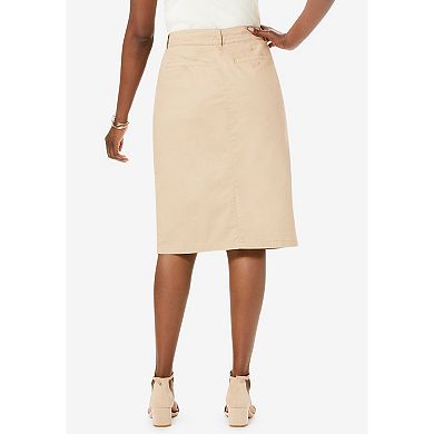 Jessica London Women's Plus Size Stretch Cotton Chino Skirt