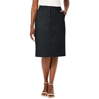Jessica London Women's Plus Size Stretch Cotton Chino Skirt