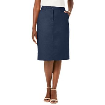 Jessica London Women's Plus Size Stretch Cotton Chino Skirt