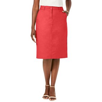Jessica London Women's Plus Size Stretch Cotton Chino Skirt