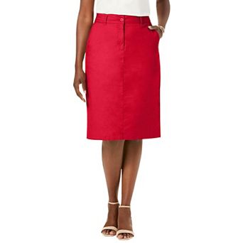 Jessica London Women's Plus Size Stretch Cotton Chino Skirt
