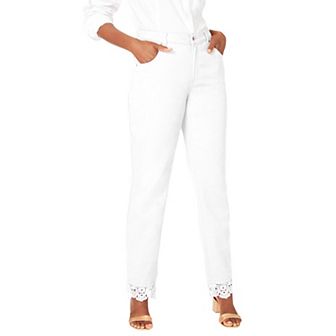 Jessica London Women's Plus Size Lace Trim Classic Denim Jean
