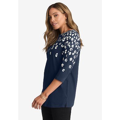 Jessica London Women's Plus Size Stretch Cotton Boatneck Tunic