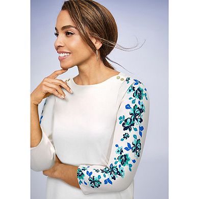 Jessica London Women's Plus Size Stretch Cotton Boatneck Tunic