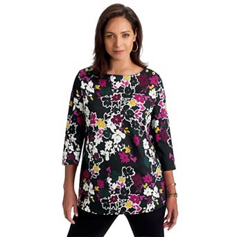 Jessica London Women's Plus Size Stretch Cotton Boatneck Tunic