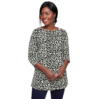 Jessica London Women's Plus Size Stretch Cotton Boatneck Tunic