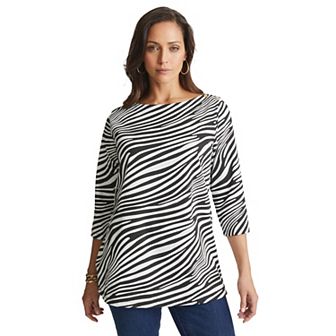 Jessica London Women's Plus Size Stretch Cotton Boatneck Tunic