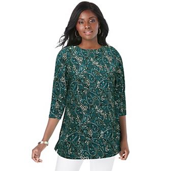 Jessica London Women's Plus Size Stretch Cotton Boatneck Tunic