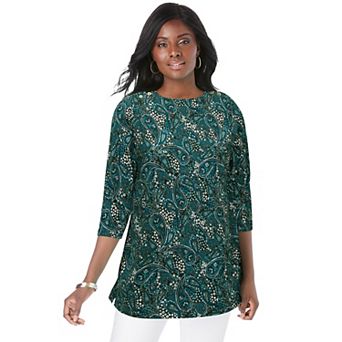 Jessica London Women's Plus Size Stretch Cotton Boatneck Tunic