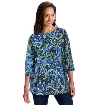 Jessica London Women's Plus Size Stretch Cotton Boatneck Tunic
