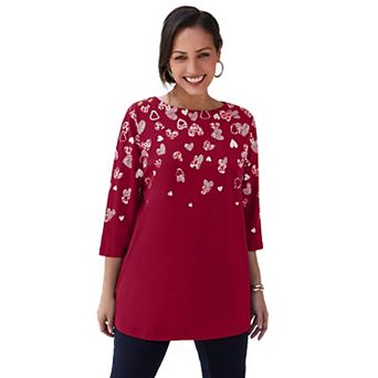 Jessica London Women's Plus Size Stretch Cotton Boatneck Tunic