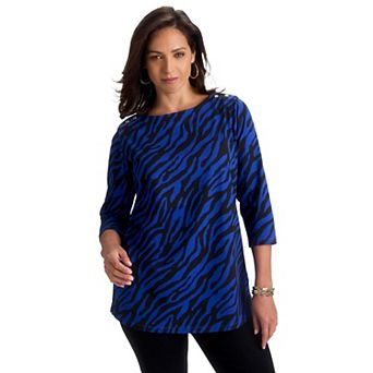 Jessica London Women's Plus Size Stretch Cotton Boatneck Tunic