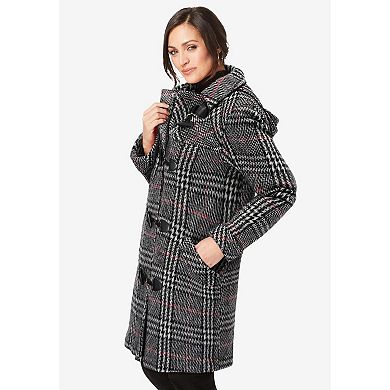 Jessica London Women's Plus Size Hooded Toggle Wool Coat