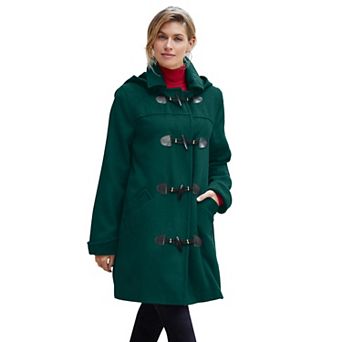 Jessica London Women's Plus Size Hooded Toggle Wool Coat