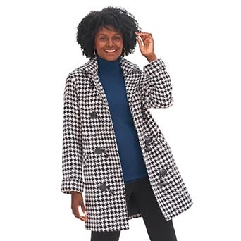 Jessica London Women's Plus Size Hooded Toggle Wool Coat