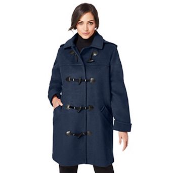 Jessica London Women's Plus Size Hooded Toggle Wool Coat