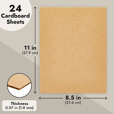 24 Sheets Kraft Paper Corrugated Cardboard Sheets, Inserts For Mailers, 8.5x11in