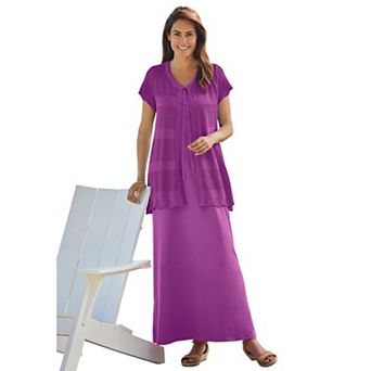 Woman Within Plus Size Tie-Neck Pointelle Cardigan Sweater