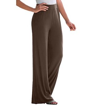 Jessica London Women's Plus Size Petite Everyday Stretch Knit Wide Leg Pant
