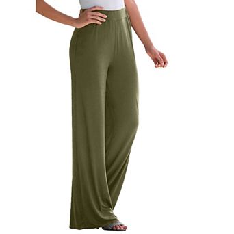 Jessica London Women's Plus Size Petite Everyday Stretch Knit Wide Leg Pant