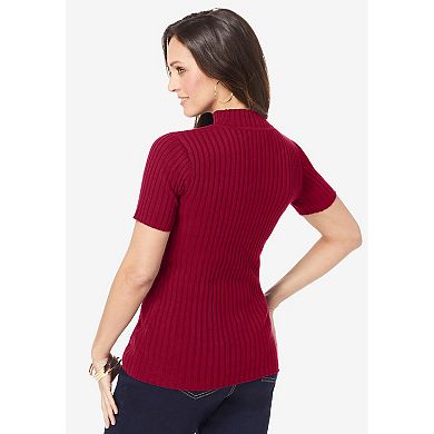 Jessica London Women's Plus Size Rib Mockneck Sweater