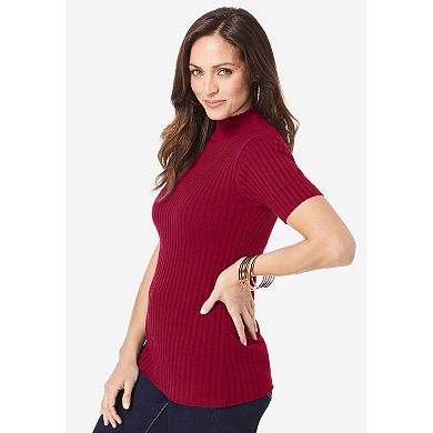 Jessica London Women's Plus Size Rib Mockneck Sweater