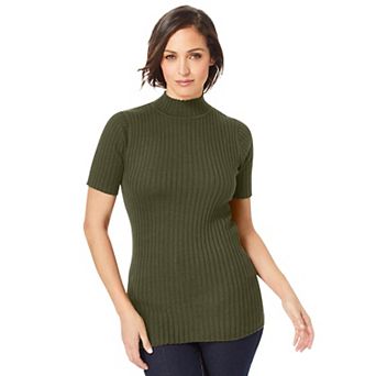 Jessica London Women's Plus Size Rib Mockneck Sweater