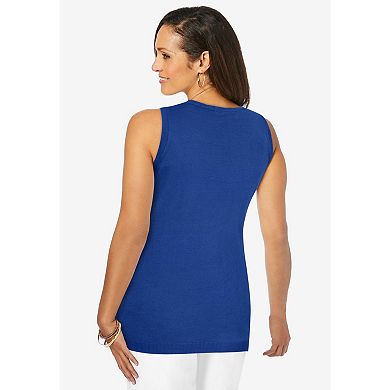 Jessica London Women's Plus Size Scoop-Neck Sweater Tank