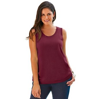 Jessica London Women's Plus Size Scoop-Neck Sweater Tank
