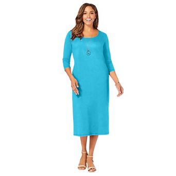 Jessica London Women's Plus Size Stretch Cotton T-Shirt Dress