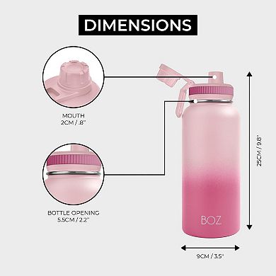 BOZ Stainless Steel Water Bottle - Vaccum Insulated Water Bottle 32 Oz Waterbottle