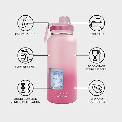 BOZ Stainless Steel Water Bottle - Vaccum Insulated Water Bottle 32 Oz Waterbottle