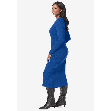 Jessica London Women's Plus Size Scoop-Neck Sweater Dress