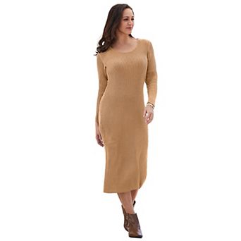 Jessica London Women's Plus Size Scoop-Neck Sweater Dress