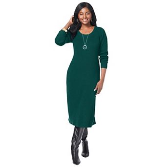 Jessica London Women's Plus Size Scoop-Neck Sweater Dress
