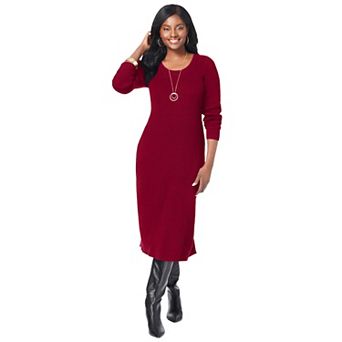 Jessica London Women's Plus Size Scoop-Neck Sweater Dress