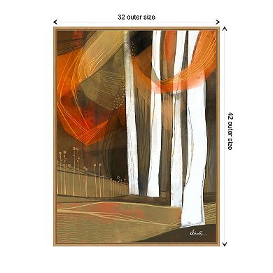 Ethereal Fall Forest By Ishita Banerjee Framed Canvas Wall Art Print - 32 X 42