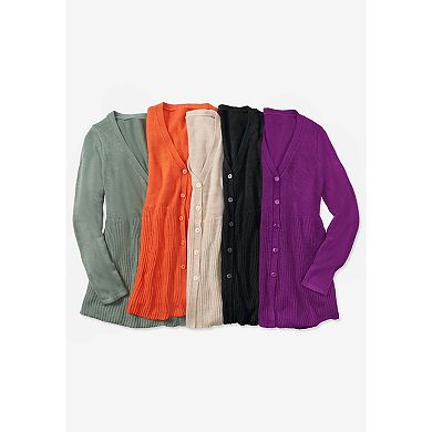 Woman Within Plus Size Babydoll Cardigan Sweater