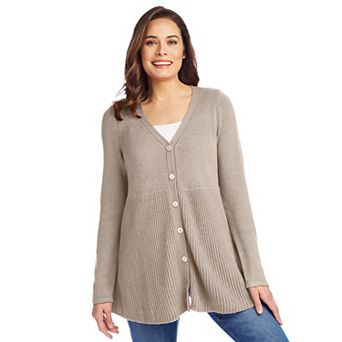 Woman Within Plus Size Babydoll Cardigan Sweater