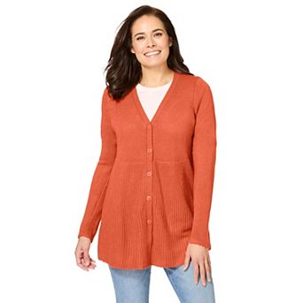 Woman Within Plus Size Babydoll Cardigan Sweater