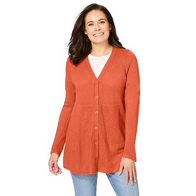 Woman Within Plus Size Babydoll Cardigan Sweater