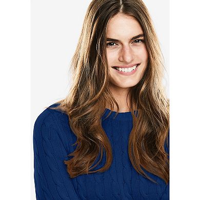 Woman Within Plus Size Cable Knit Pullover Crewneck Sweater