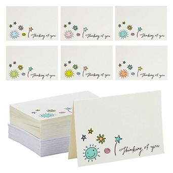 36 Pack Blank Thinking Of You Cards With Envelopes, 6 Assorted Designs, 4x6 In