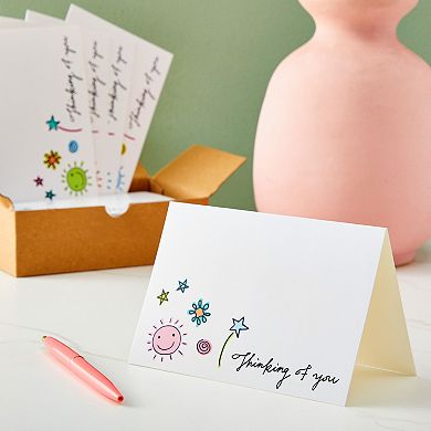 36 Pack Blank Thinking Of You Cards With Envelopes, 6 Assorted Designs, 4x6 In
