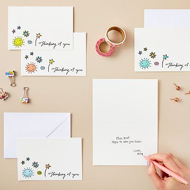 36 Pack Blank Thinking Of You Cards With Envelopes, 6 Assorted Designs, 4x6 In