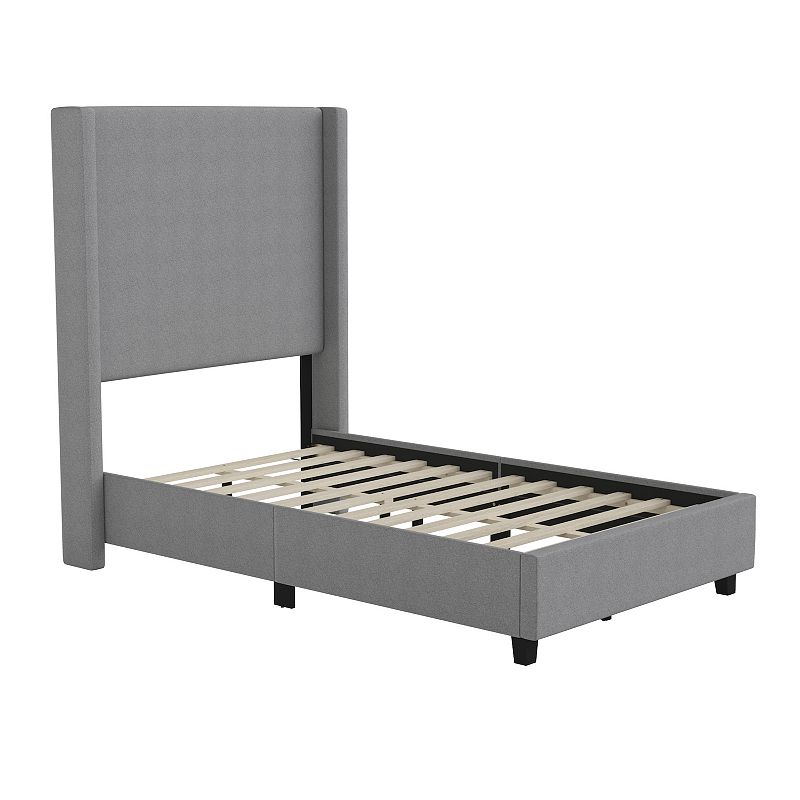 Alamont Home - Quinn Twin Size Upholstered Platform Bed with Channel Stitched Headboard - Gray