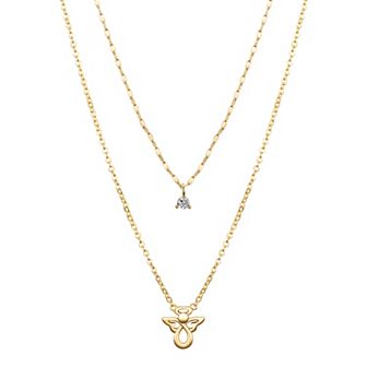 Gratitude & Grace Cubic Zirconia Angel Layered Pendant Necklace